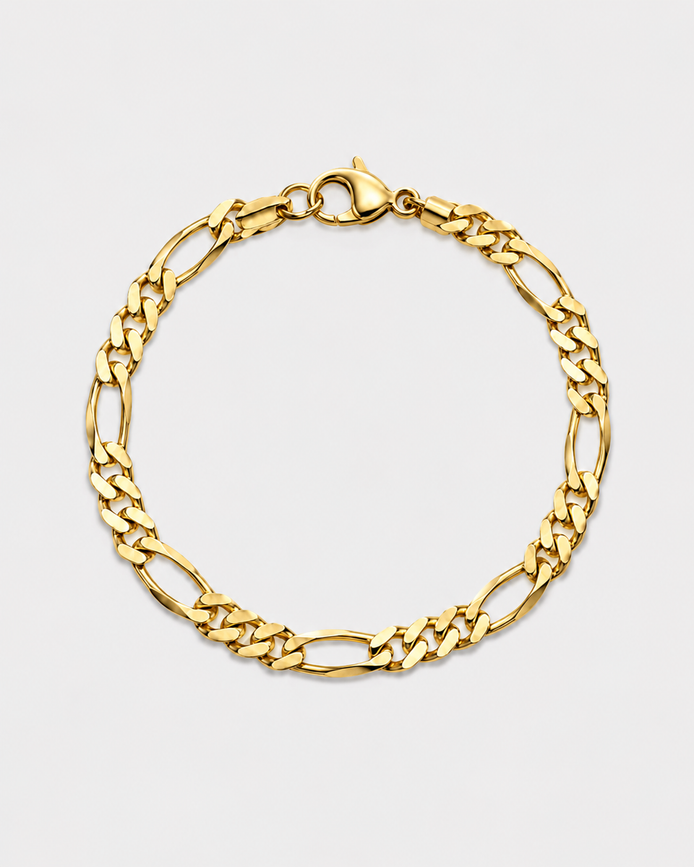 18K STAINLESS STEEL FIGARO BRACELET 3MM