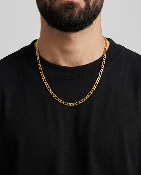 18K STAINLESS STEEL FIGARO CHAIN 3MM