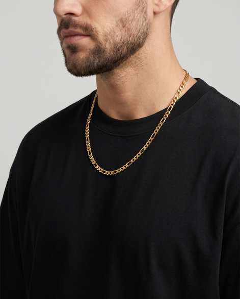 18K STAINLESS STEEL FIGARO CHAIN 3MM