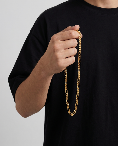 18K STAINLESS STEEL FIGARO CHAIN 3MM