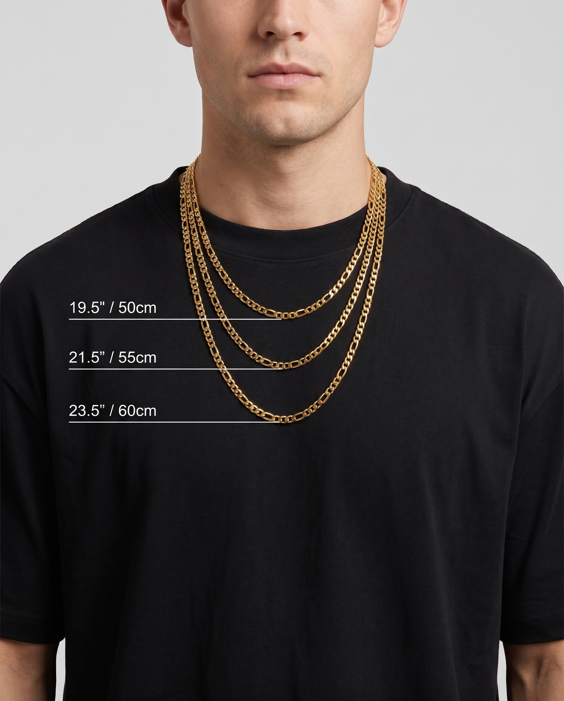 18K STAINLESS STEEL FIGARO CHAIN 3MM