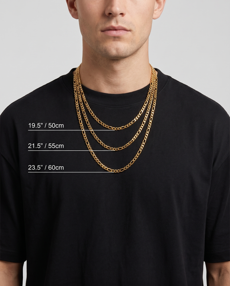 18K STAINLESS STEEL FIGARO CHAIN 3MM