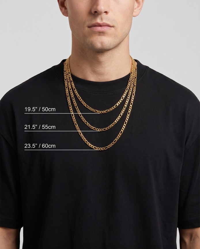 18K STAINLESS STEEL FIGARO CHAIN 3MM