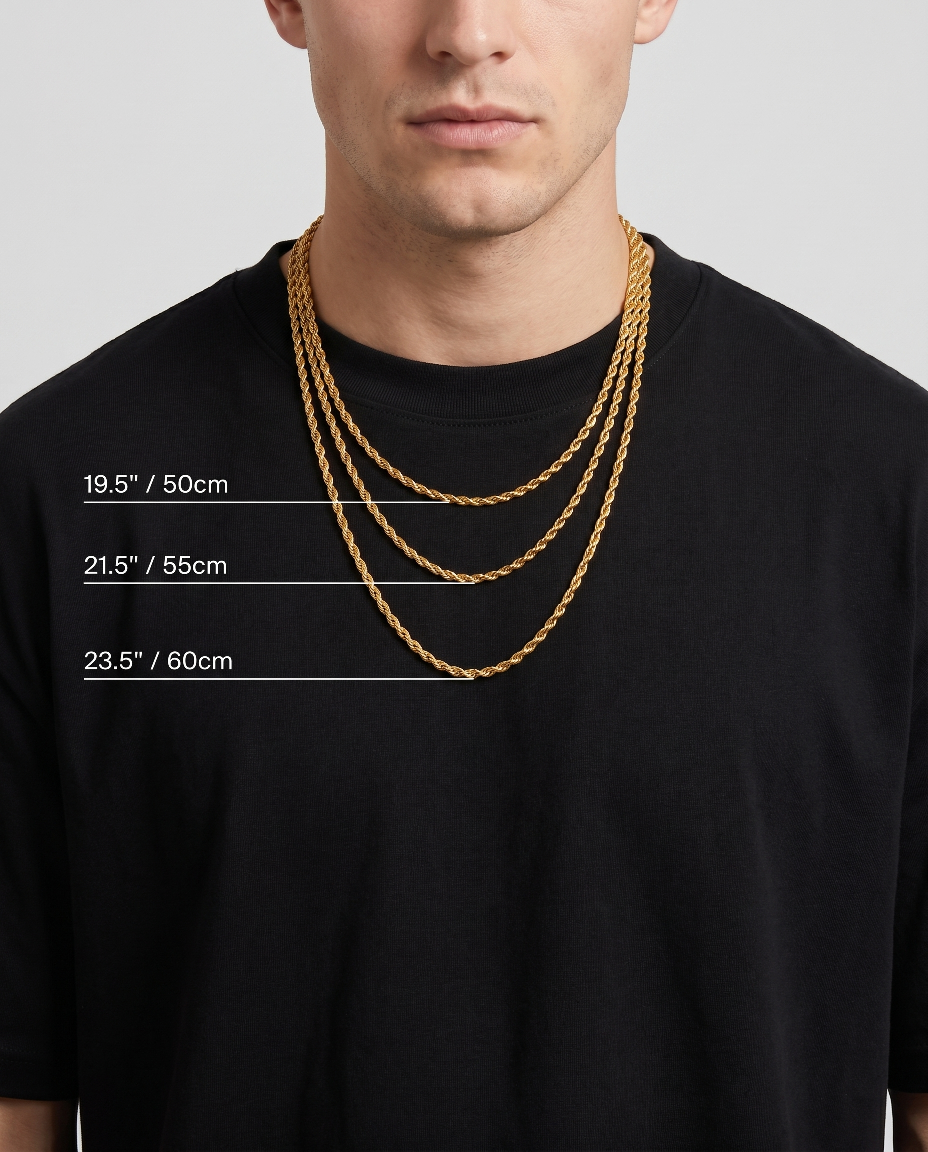 18K STAINLESS STEEL ROPE CHAIN 3MM