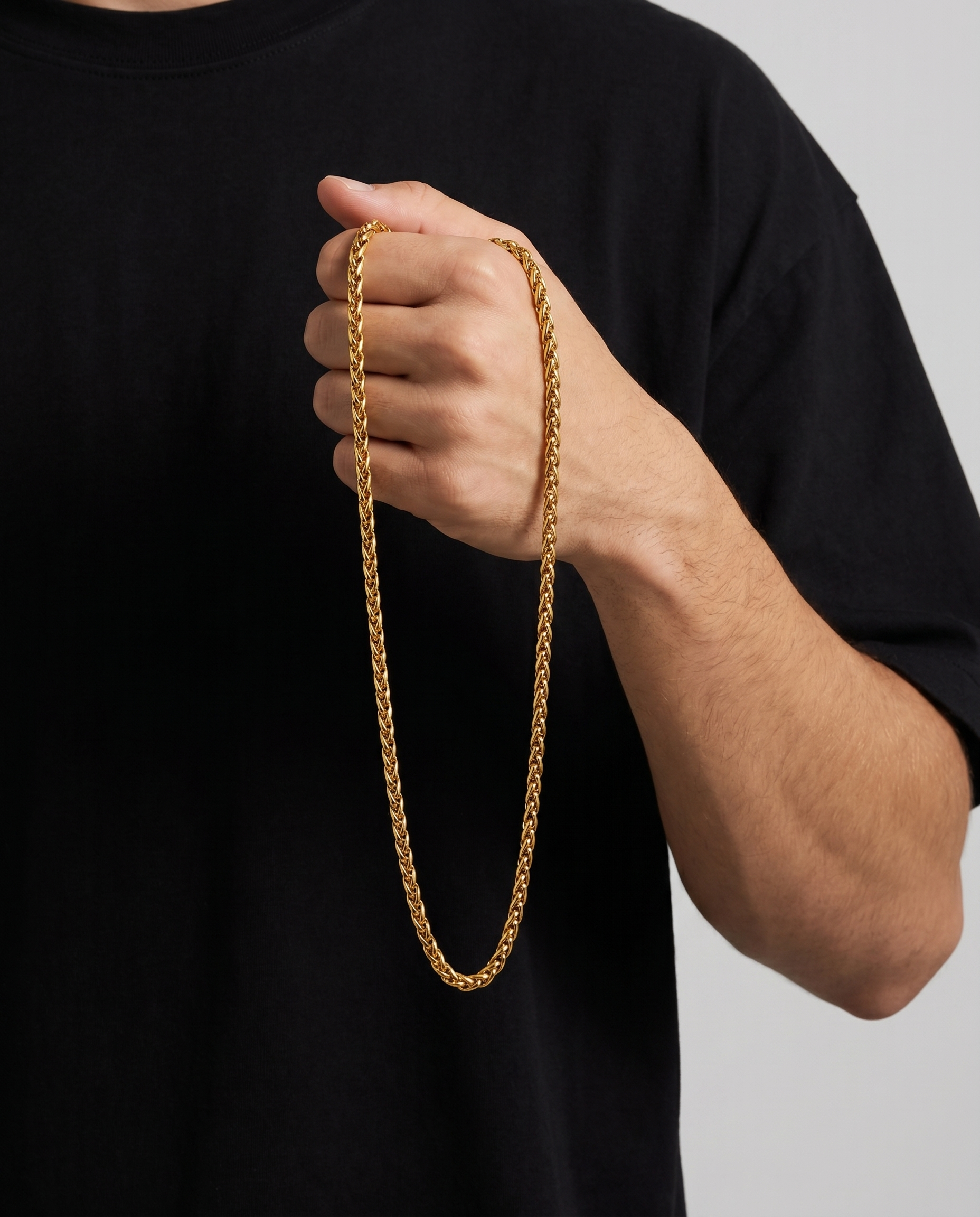 18K STAINLESS STEEL WHEAT CHAIN 3MM