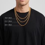 18K STAINLESS STEEL WHEAT CHAIN 3MM