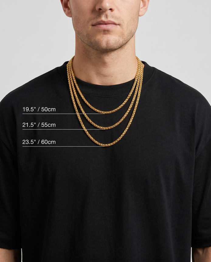 18K STAINLESS STEEL WHEAT CHAIN 3MM