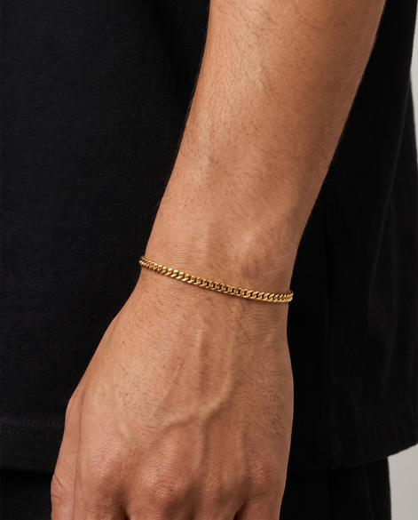 18K STAINLESS STEEL CUBAN BRACELET 3MM