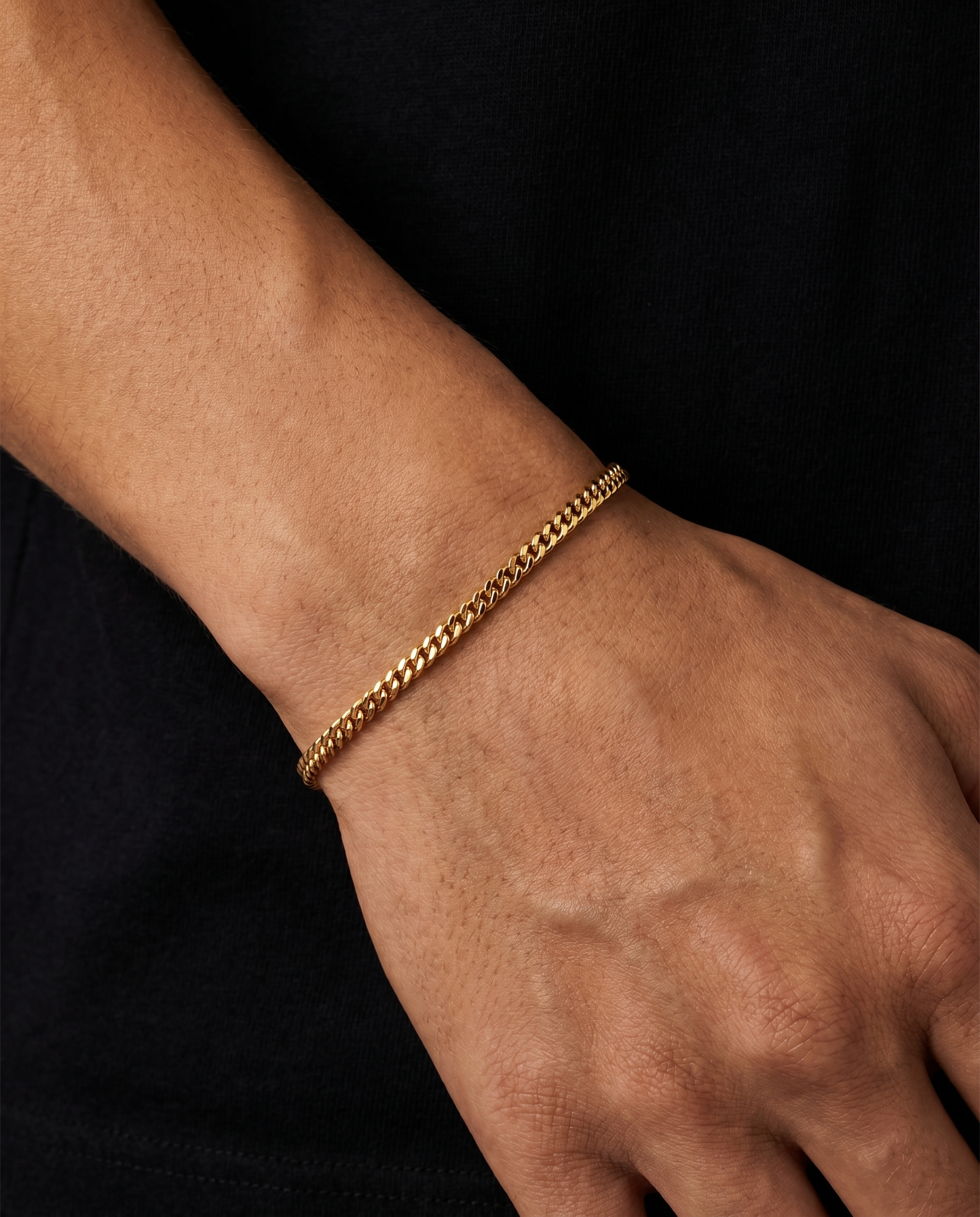 18K STAINLESS STEEL CUBAN BRACELET 3MM