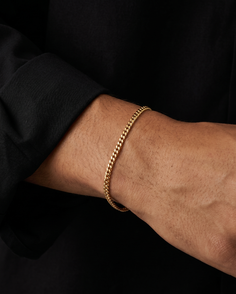 18K STAINLESS STEEL CUBAN BRACELET 3MM