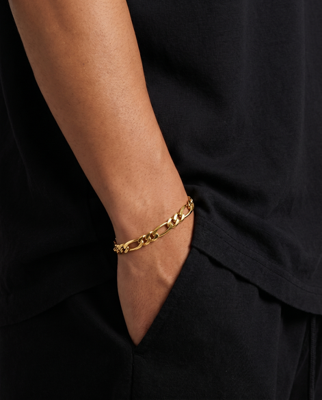 18K STAINLESS STEEL FIGARO BRACELET 3MM