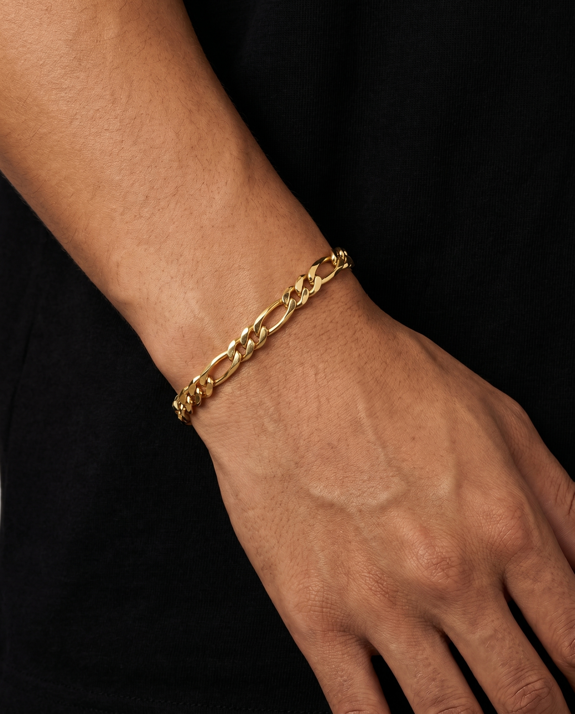 18K STAINLESS STEEL FIGARO BRACELET 3MM