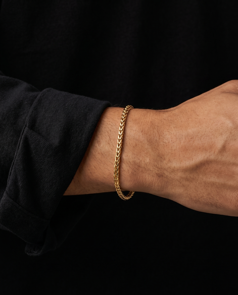 18K STAINLESS STEEL WHEAT BRACELET 3MM